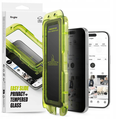 Xham mbrojtës privacy Ringke Easy Slide për iPhone 17 Pro, set 2 copë, i zi