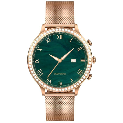 Smartwatch Gravity GT5-7 Women, rrip silikoni dhe mesh, rozë gold