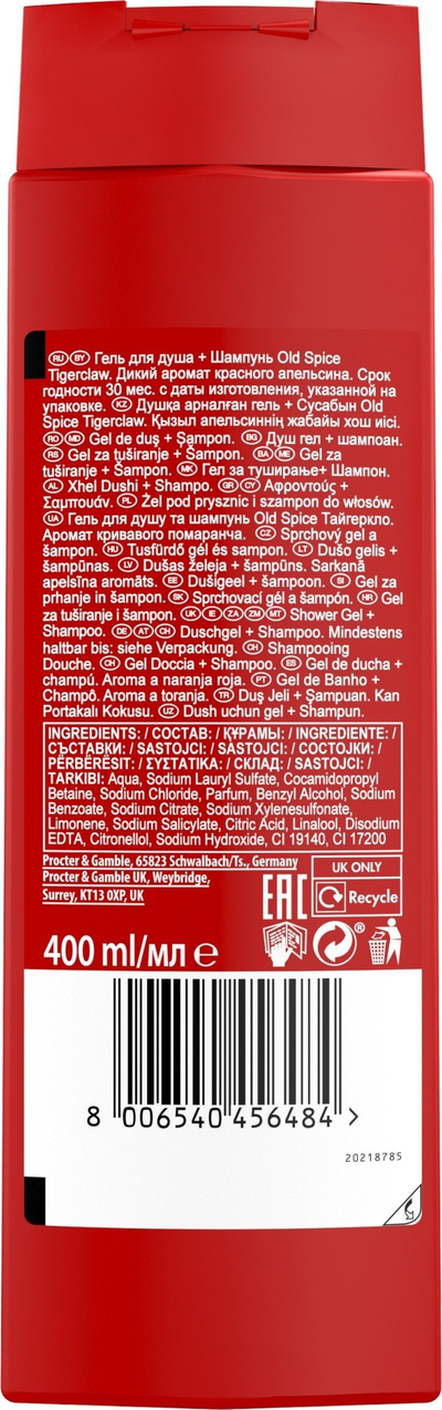 Xhel dushi Old Spice Tigerclaw, 400 ml, për burra