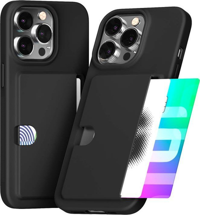 Mbulesë telefoni Mercury Rail 2 Card për iPhone 13 Pro, me xhep për karta, e zezë