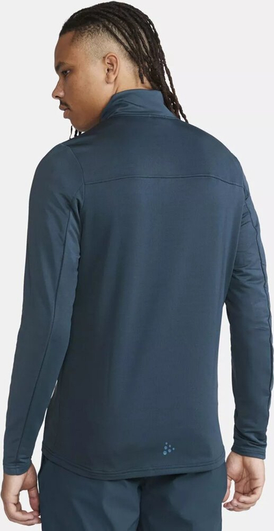 Bluzë sportive për burra Craft Core Gain Midlayer, me mëngë të gjata, me jakë të lartë me zinxhir, blu e errët