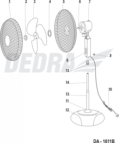 Kapak motori Dedra XDA-1611.16, për ventilator DESCON DA-1611 DA-1611B, plastik, i bardhë