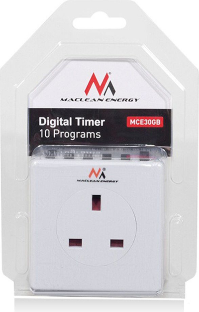 Тајмер дигитална приклучница Maclean Energy MCE30GB, 10 програми, 3600W, бела