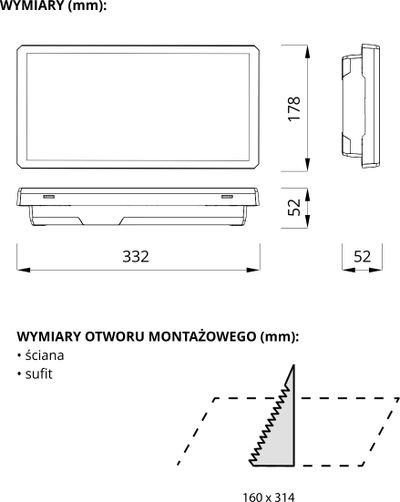 Dолна светилка за итни случаи AWEX EXIT L IP65 ECO LED, 3W, 340lm, бела
