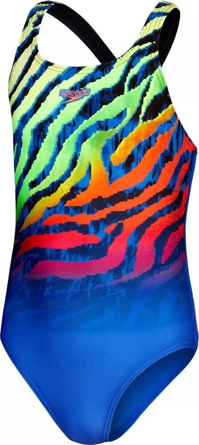 Rrobë banje goca Speedo Medalist, 5-6 vjeç, print shumëngjyrësh, blu