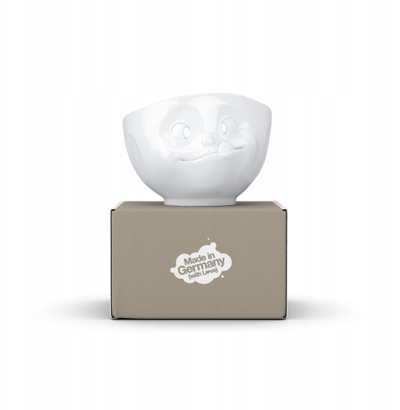 Tas porcelani Fiftyeight Grinning Bowl, 350 ml, me fytyrë, i bardhë