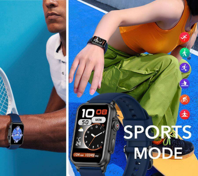 Smartwatch Rubicon SMARUB220, Bluetooth, matje shëndeti, blu e errët, set 2 copë