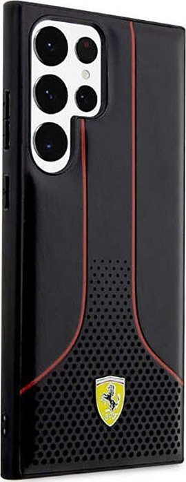 Kapotë telefoni Ferrari për Samsung Galaxy S23 Ultra, polycarbonate dhe TPU, licencë zyrtare, e zezë