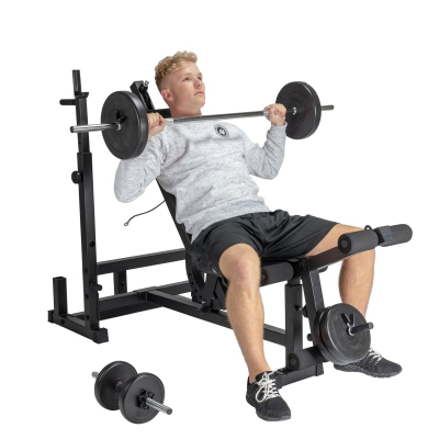 Stol forcimi VirtuFit Multifunctional Deluxe, shpinore e rregullueshme, mbajtëse për biceps, i zi