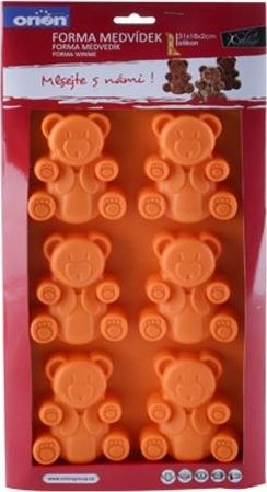 Kallëp ëmbëlsirash Orion Bear, silikon, 6 forma, portokalli