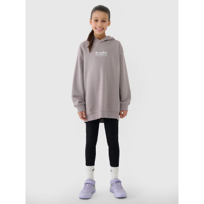 Bluzë me kapuç për goca 4F 4FJRSS25TSWSF2056, pambuk, oversize, lejla e hapur