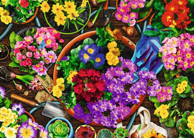 Поставен сет сложувалки Trefl 2 Puzzles Working in the Garden, 500 парчиња, повеќебојни