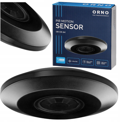 Senzor lëvizjeje PIR 360°, ultra i sheshtë, IP20, 2000W, i zi