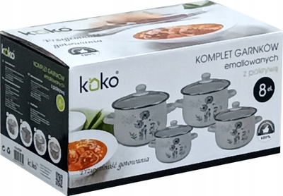 Set tenxheresh Koko Basil, 8 copë, emaluar, me bozhure borzilok
