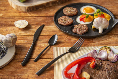 Set lugësh e pirunësh ORION BLACK LUXURE, 24 copë, çelik inox, ngjyrë e zezë