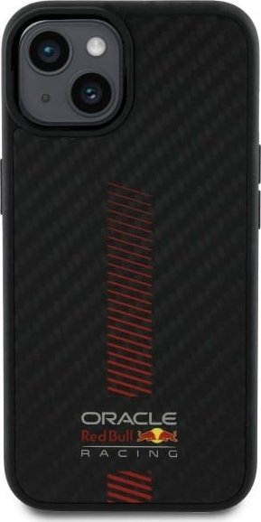 Këllëf për telefon Red Bull Carbon Fiber Power Bar MagSafe, për iPhone 14 6.1", polikarbonat dhe TPU, i zi