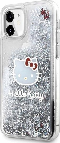 Mbulesë telefoni Hello Kitty për iPhone 11, efekt liquid glitter, transparente shumëngjyrëshe