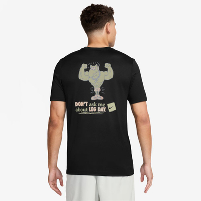 Bluzë sportive Nike Dri-FIT Leg Day për burra, material që merr frymë, e zezë