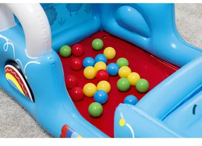 Makine lodër fryrëse Bestway Fisher Price 93577, me topa, 1.17m x 76cm x 61cm, blu