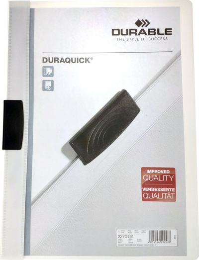 Dosje me kapëse Durable DURAQUICK, A4, 1 20 fletë, e bardhë