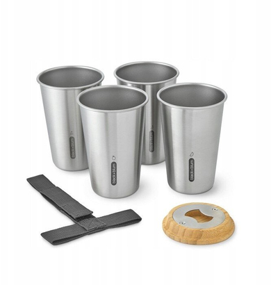 Сет чаши за пикник Black+Blum, нерѓосувачки челик, 500 ml, сребрена