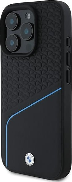 Mbulesë telefoni BMW prej lëkure Sign BMHMP16L23RDCLK për iPhone 16 Pro 6.3", me MagSafe, e zezë