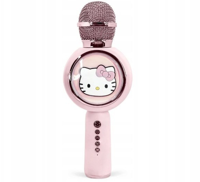 Mikrofon karaoke Hello Kitty Sing Along, LED, Bluetooth, rozë