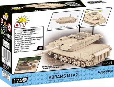 Set lodër me tulla Cobi Abrams M1A2, 174 copa, shkalla 1:72, shumëngjyrësh