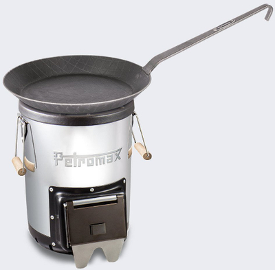Set sobë kampingu Petromax Rocket Stove, me tigan gize 24 cm, me dru, inox