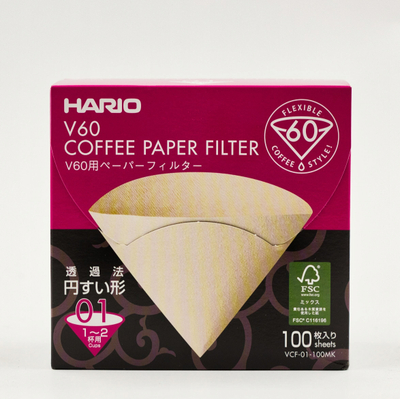 Filtër letre kafeje Hario Misarashi 01, 100 copë, për dripper 1 2 filxhanë, natyral
