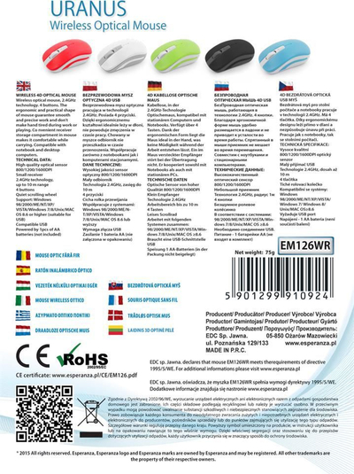 Maus Esperanza Uranus, wireless, USB, i bardhë dhe i gjelbërt