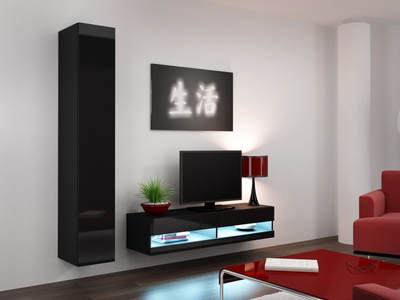 Komodë TV Vigo New, 30x140x40cm, e zezë