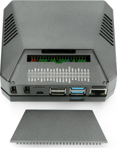Kuti Argon40 Argon ONE M.2 për Raspberry Pi 4B, me ventilator ftohës, mban SSD M.2, gri