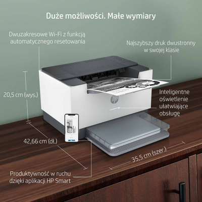 Печатер HP LaserJet M209DW, моно, безжичен, бел