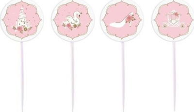 Qirinj torte ALBI Princesses, 7 cm, set me 4 copë, shumëngjyrëshe