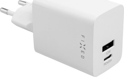 Karikues muri FIXED PD Rapid Charge Mini, 45W, USB-C dhe USB-A, i bardhë