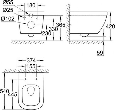 Set kornizë e fshehtë për WC Grohe Solido Rapid, kazan 6–9L, pllakë shkarkimi chrome gloss