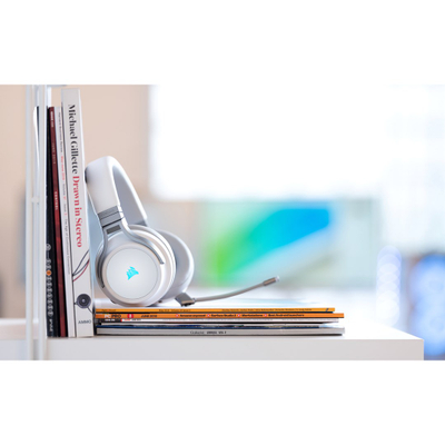 Безжични слушалки Corsair Virtuoso RGB, 50mm, 7.1 surround, бели