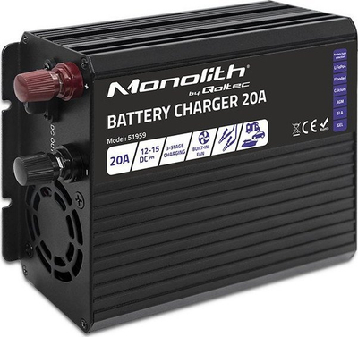 Karikues baterie Qoltec Intelligent Monolith, 20A, 12V, gri