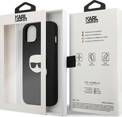Futrollë telefoni Karl Lagerfeld KLHCP13SPKMK, për iPhone 13 mini 5.4", hardcase lëkurë, e zezë