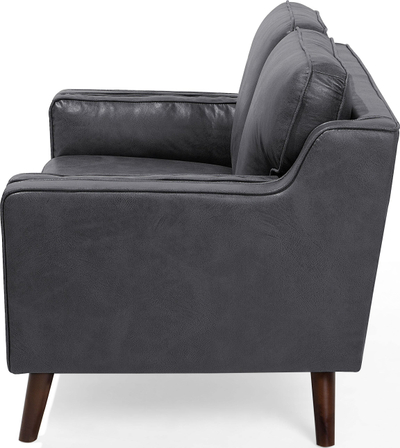 Divan dyshe Beliani Lokka, lëkurë sintetike, stil mid century, gri