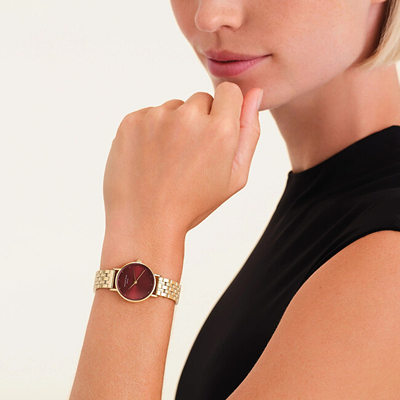 Orë dore për femra Rosefield Small Edit Burgundy Gold, e kuqe/ e artë