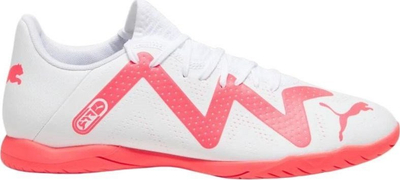 Atlete futbolli për në sallë PUMA FUTURE PLAY IT, për burra, me taban që s’rrëshqet, të bardha me rozë