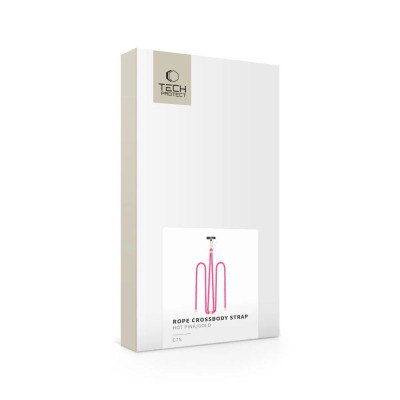 Rrip crossbody për telefon Tech-Protect C7S, litar, Hot Pink, detaje gold