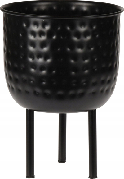 Vazo metalike Progarden me tripod, 19 cm diametër, 25.5 cm lartësi, e zezë