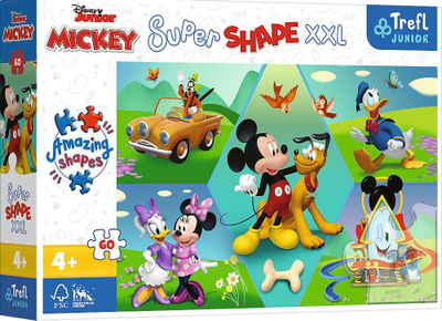 Puzzle Trefl Mickey Mouse Super Shape XXL, 60 copa, 60 x 40 cm, shumëngjyrësh
