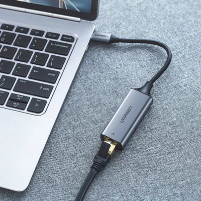 Adapter USB Ugreen, USB C në RJ45, Gigabit Ethernet, gri