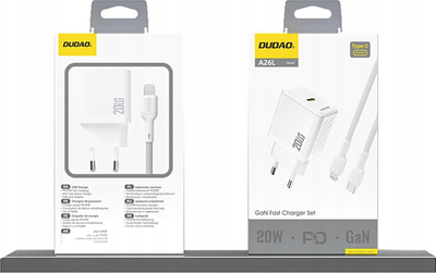 USB полнач Dudao A26EU, 20W GaN, Power Delivery, бел