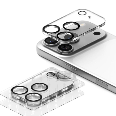 Mbrojtës kamere Ringke Full Cover, xham i temperum, 2 copë, për iPhone 17 Pro, i zi