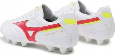 Këpucë futbolli Mizuno Morelia Neo IV Pro FG, K Leather, për fusha natyrale, të bardha me të kuqe